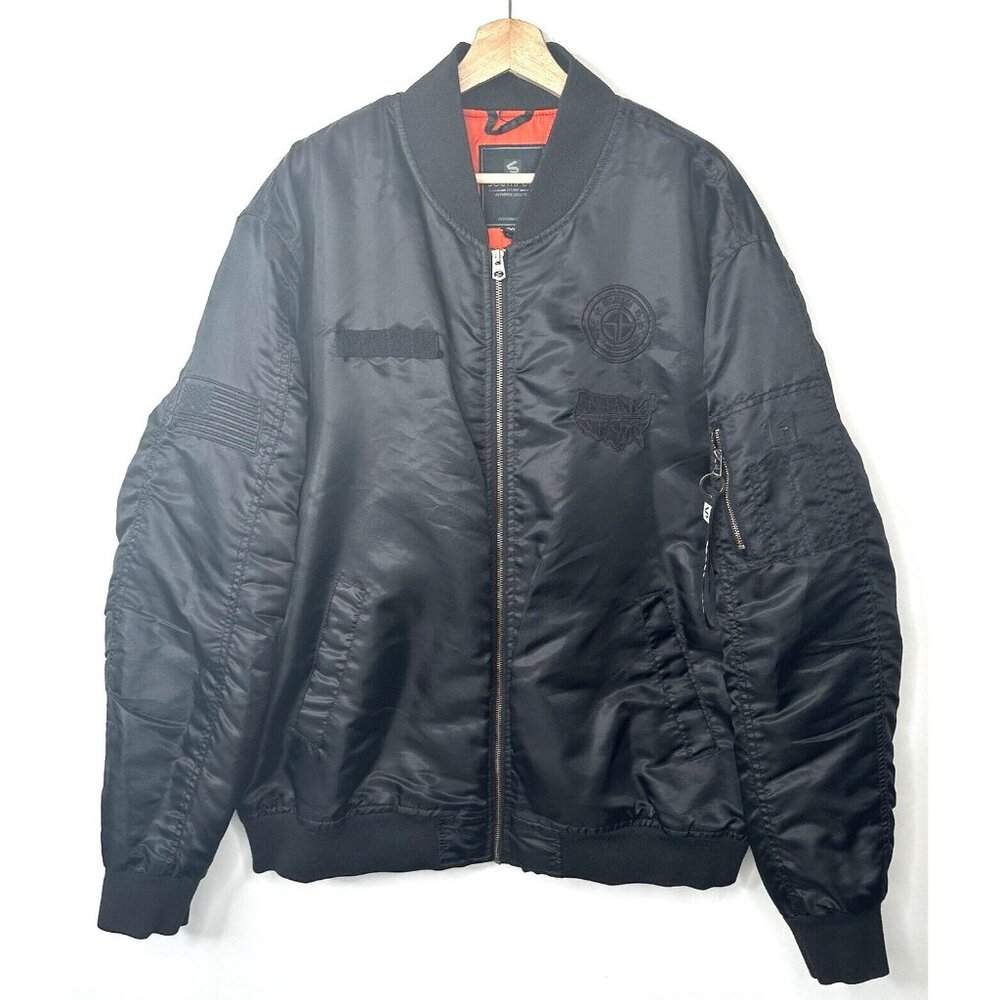 Vtg Southpole Mens Bomber Flight Jacket Y2K Authentic Collection Black Size XXL